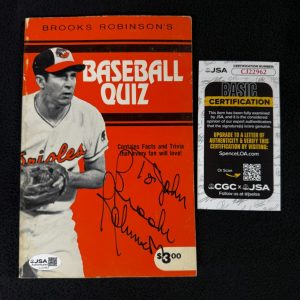 Brooks Robinson Signed Balitmore Orioles Quiz Book Personalized To John JSA COA