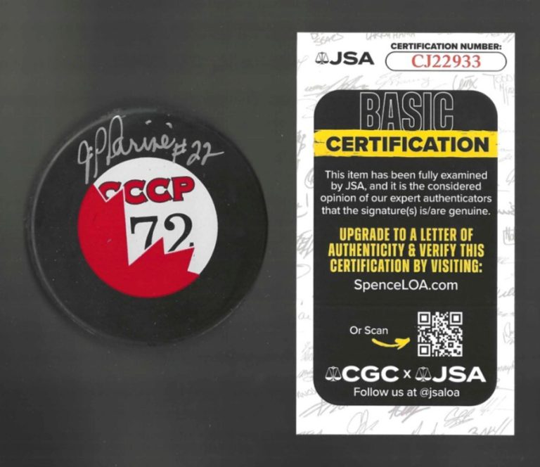 J.P. Parise Signed Team Canada 1972 Summit Series Puck North Stars JSA COA