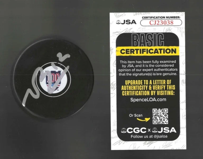 Nick Bonino Signed New York Rangers Centennial 100th Puck JSA COA