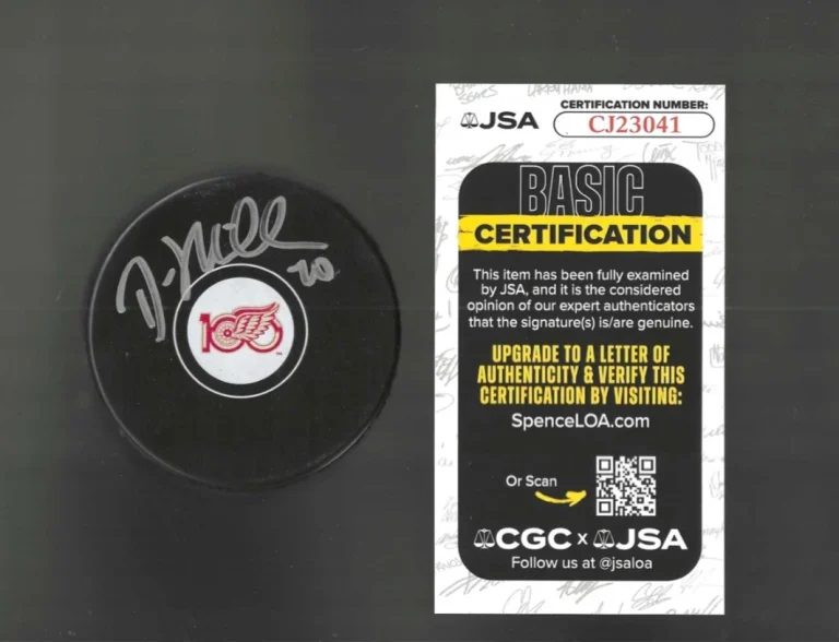 Drew Miller Signed Detroit Red Wings Centennial 100th Puck JSA COA