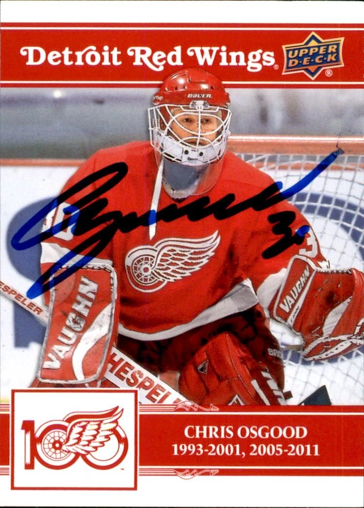 Chris Osgood Signed 2025/26 Upper Deck Detroit Red Wings Centennial Card #63