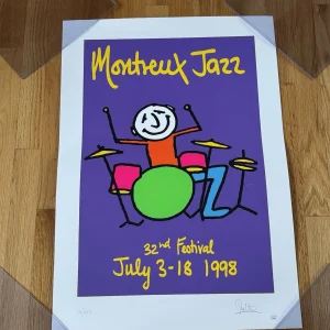 Rare Phil Collins SIGNED Montreux Jazz Festival Color Lithograph JSA Genesis