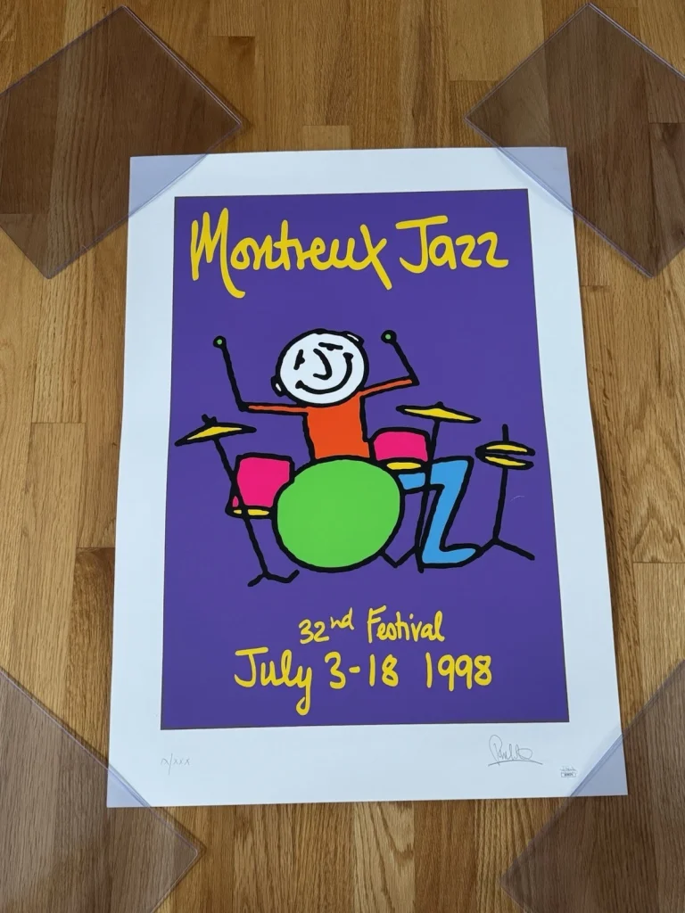 Rare Phil Collins SIGNED Montreux Jazz Festival Color Lithograph JSA Genesis