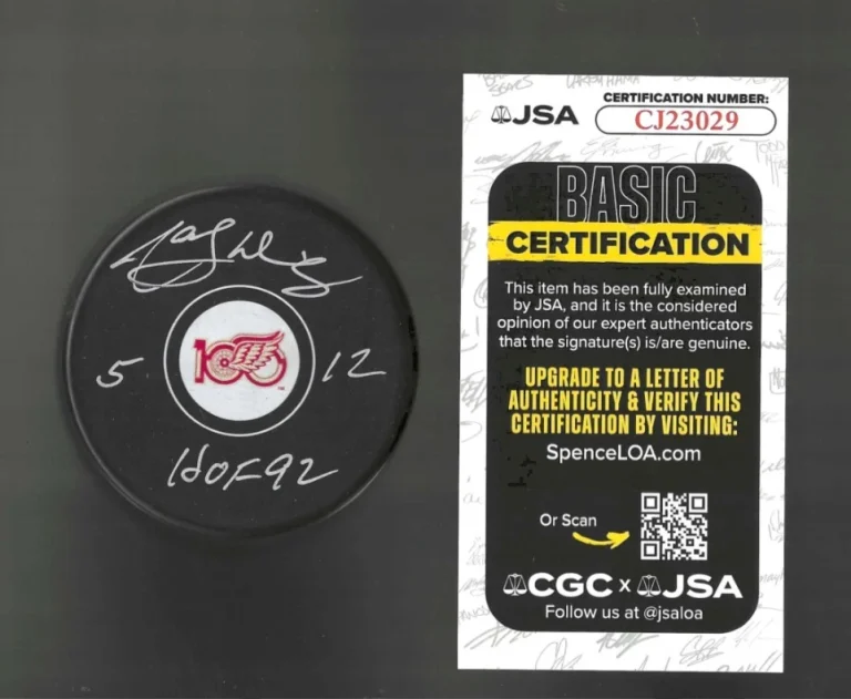 Marcel Dionne Signed Detroit Red Wings Centennial 100th Puck JSA COA