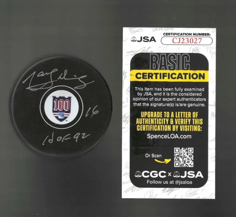 Marcel Dionne Signed New York Rangers Centennial 100th Puck JSA COA