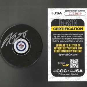 Adam Lowry Signed Winnipeg Jets Puck JSA COA