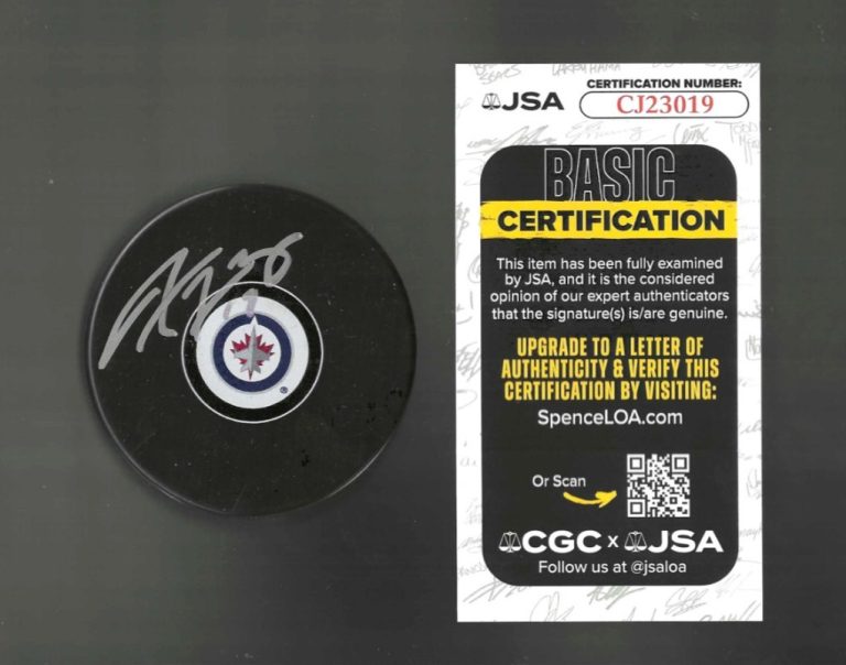 Adam Lowry Signed Winnipeg Jets Puck JSA COA