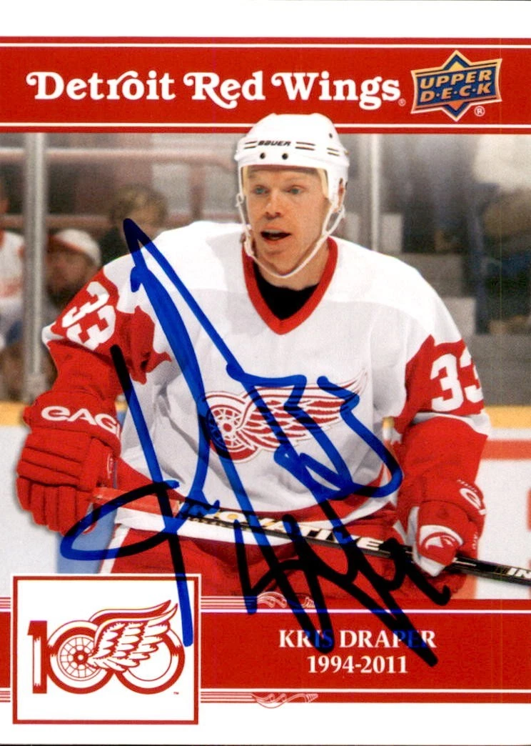 Kris Draper Signed 2025/26 Upper Deck Detroit Red Wings Centennial Card #100