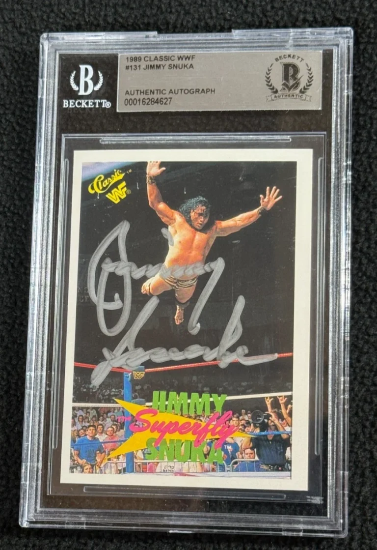 Jimmy Superfly Snuka Signed 1990 Classic WWF Card #131 WWE Beckett Certified