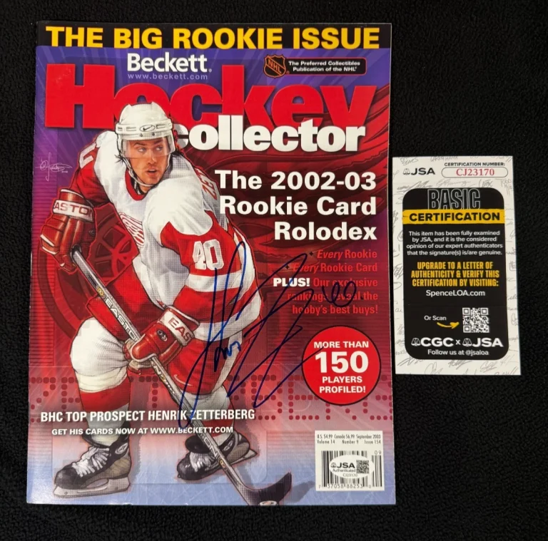 Henrik Zetterberg Signed Detroit Red Wings Rookie Year Beckett Magazine JSA COA