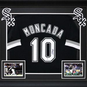 Yoan Moncada Authentic Signed Black Pro Style Framed Jersey Autographed BAS