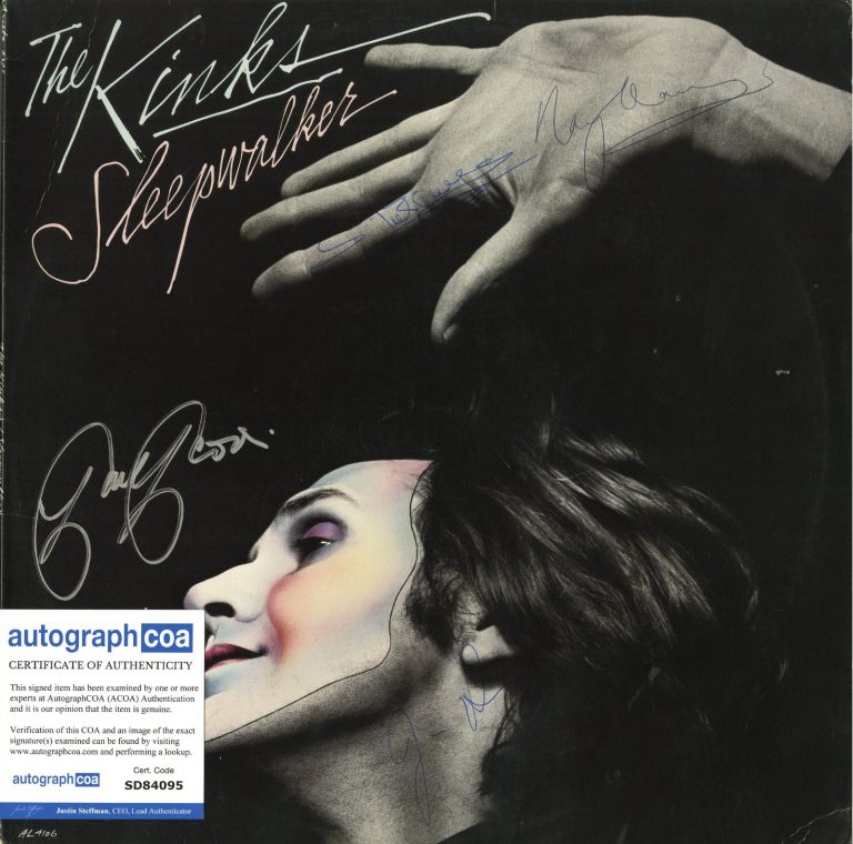 Kinks Sleepwalker vinyl record SIGNED Ray, Dave Davies, Jim Rodford, Mick. ACOA