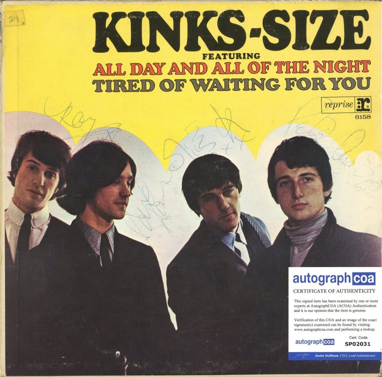 THE KINKS-SIZE Signed Vinyl Record x4 Dave/Ray Davies Mick, Pete Quaife ACOA