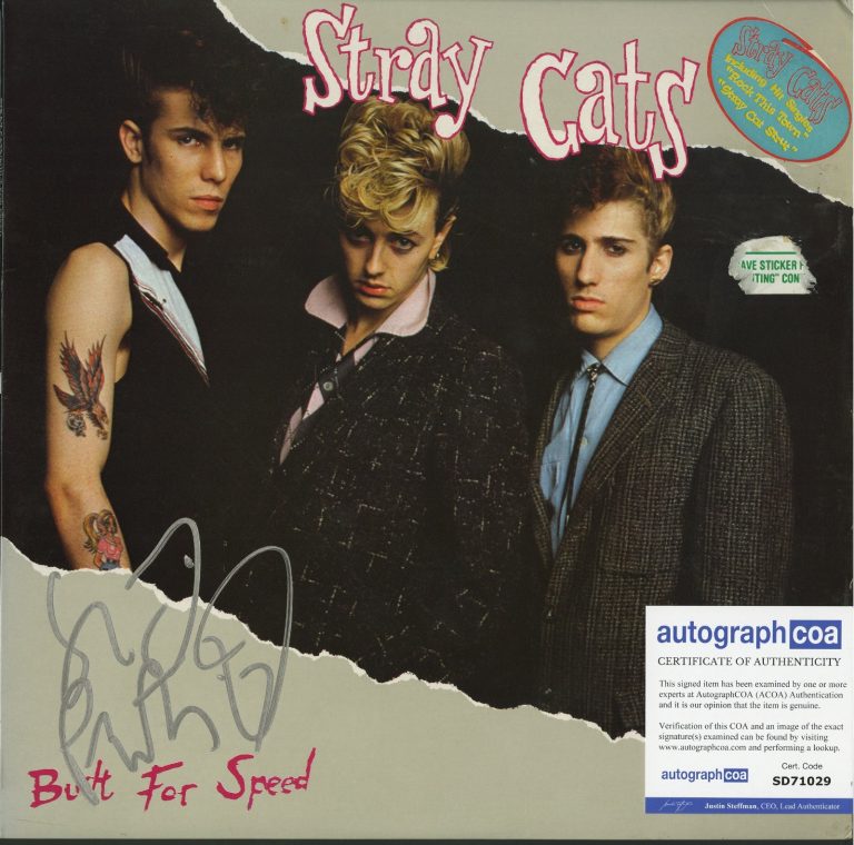 THE STRAY CATS Slim Jim Phantom SIGNED Built for Speed record ACOA