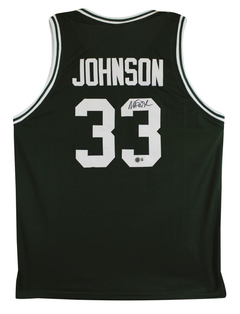 Michigan State Magic Johnson Signed Green Pro Style Jersey BAS Witness #4W120071