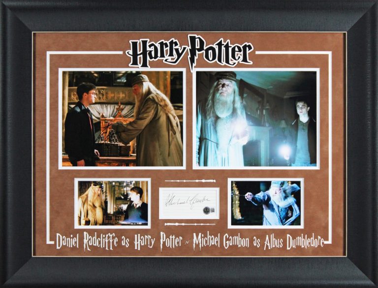 Daniel Radcliffe & Michael Gambon Harry Potter Signed Framed Display BAS LOA
