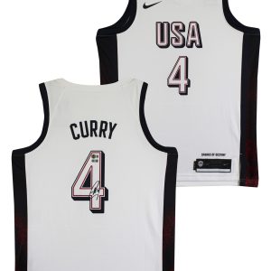Warriors Stephen Curry Authentic Signed Team USA White Nike Swingman Jersey BAS