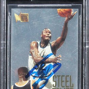Magic Shaquille O'Neal Signed 1995 Metal Steel Towers #7 Card Auto 10! BAS Slab