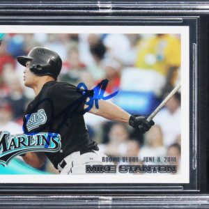 Marlins Mike Stanton Signed 2010 Topps Update #US327 RC Card Auto 10 BAS Slabbed