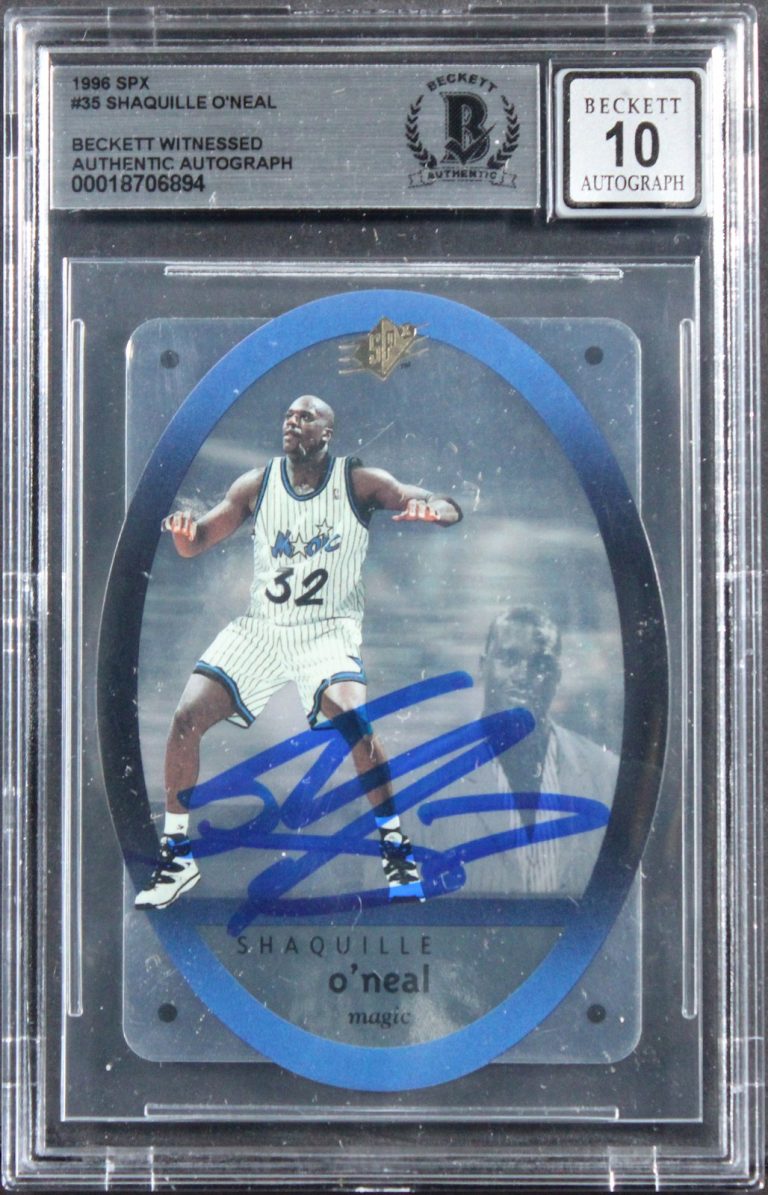 Magic Shaquille O'Neal Signed 1996 SPX #35 Card Auto Grade Mint 10! BAS Slabbed