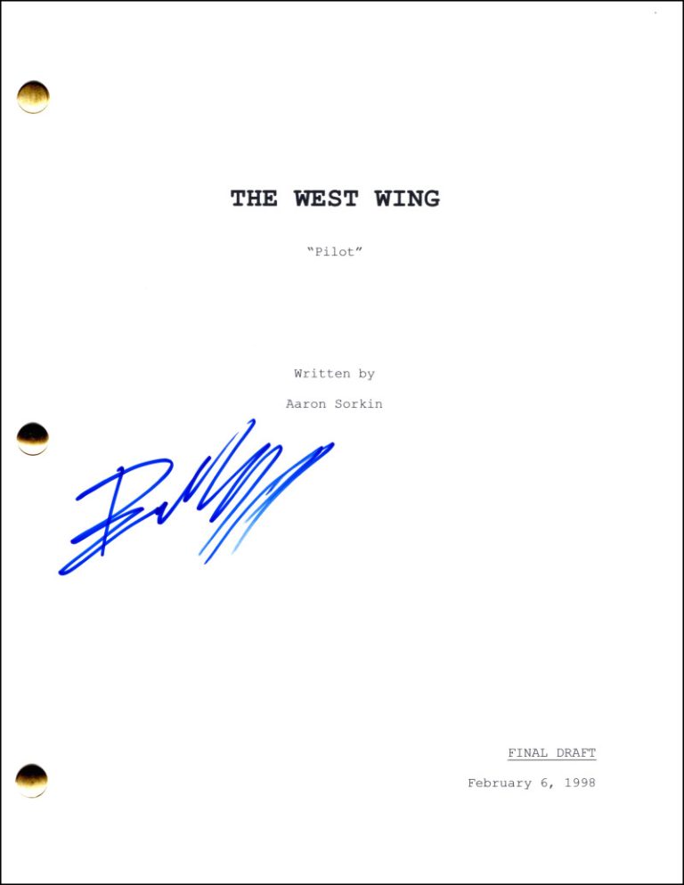 Bradley Whitford Signed Autograph The West Wing Full Pilot Script - Josh Lyman