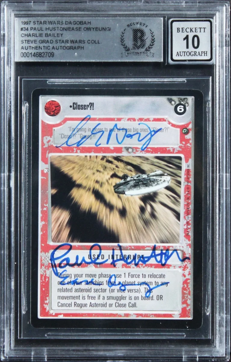 (3) Huston +2 Signed 1997 Star Wars Dagobah #34 Card Auto Grade 10! BAS Slabbed