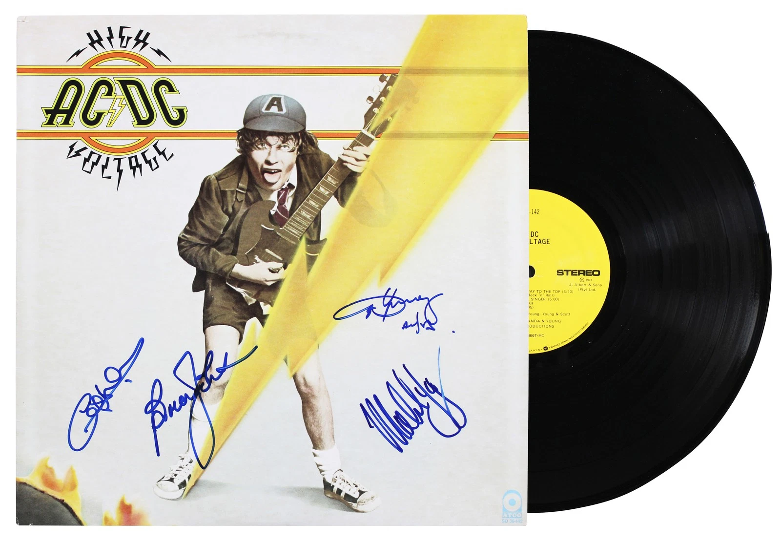 AC/DC (4) Johnson, Angus, Malcolm & Williams Signed Album Cover W ...