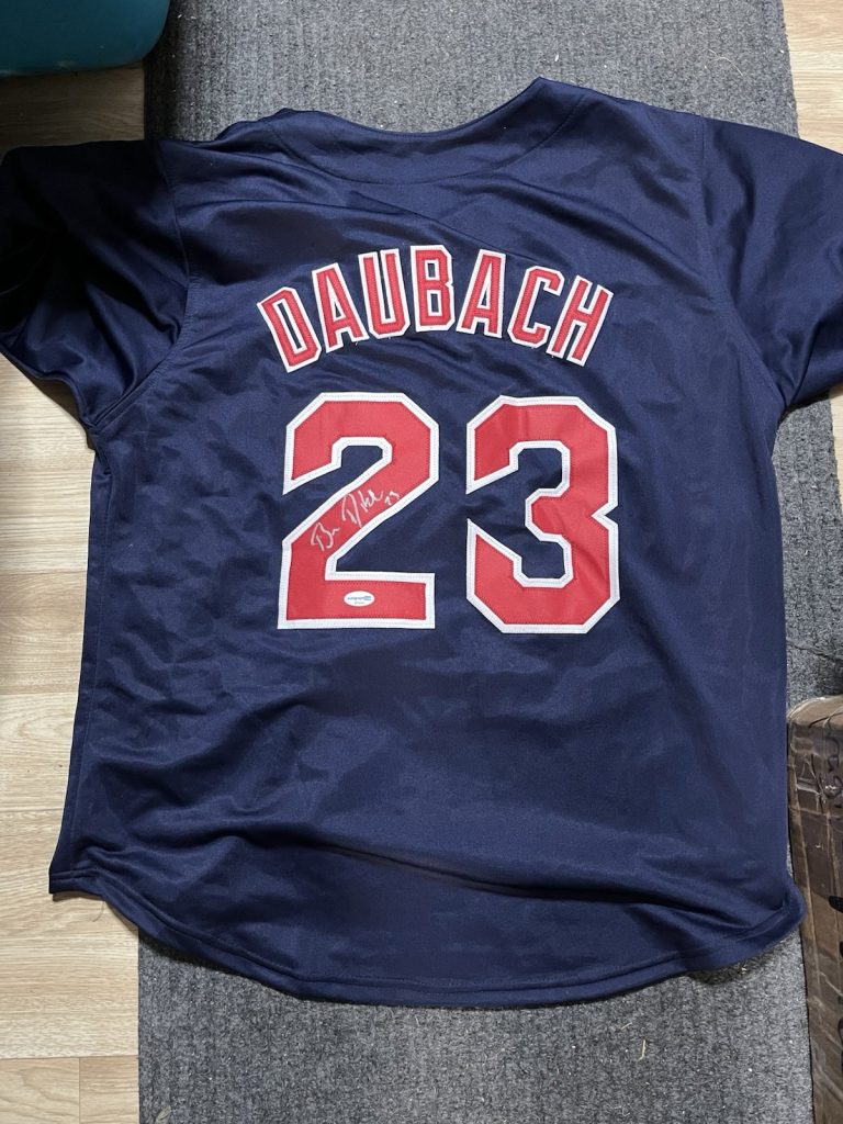 BOSTON RED SOX- BRIAN DAUBACH SIGNED AUTOGRAPH JERSEY 2004 WORLD SERIES ACOA