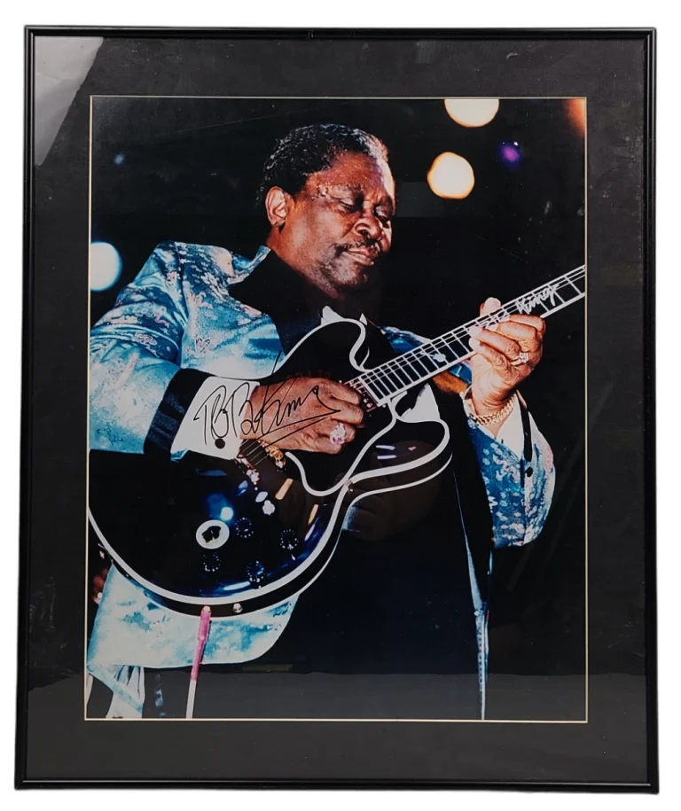 B.B. King Signed Framed Photo Custom Display AFTAL UACC RD PSA Precert