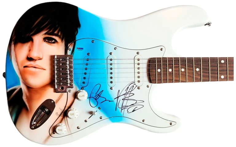 Fall Out Boy Pete Wentz Plus Autographed Hand Airbrushed Guitar UACC AFTAL RACC