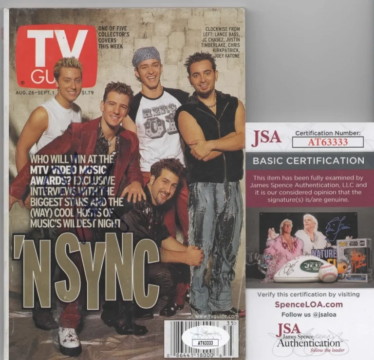 JC Chasez signed TV Guide Magazine w/ JSA COA #AT63333 NSYNC