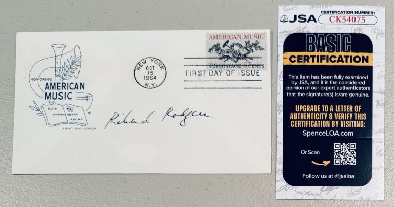 Richard Rodgers Signed Autographed First Day Cover JSA Cert Theatre Composer