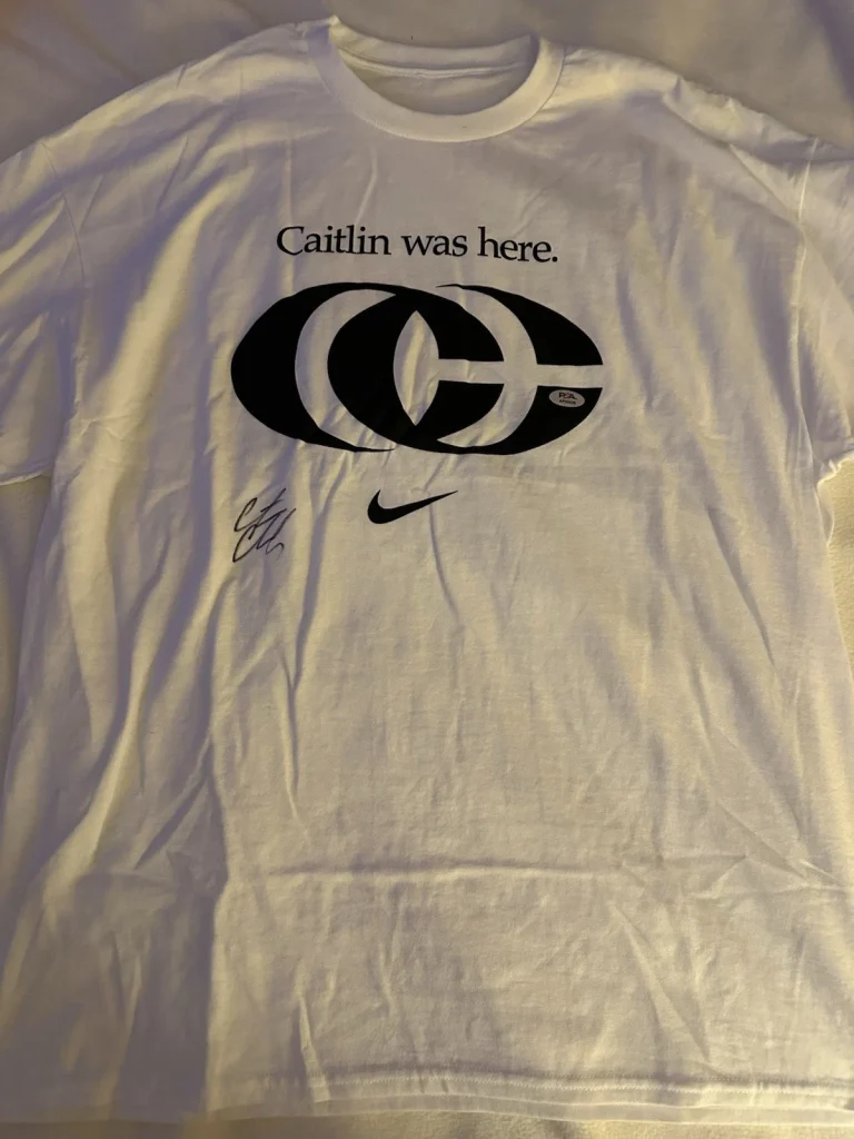 Caitlin Clark SIGNED Was Here Nike T-Shirt 2025 PSA Authenticated M Fever SGA