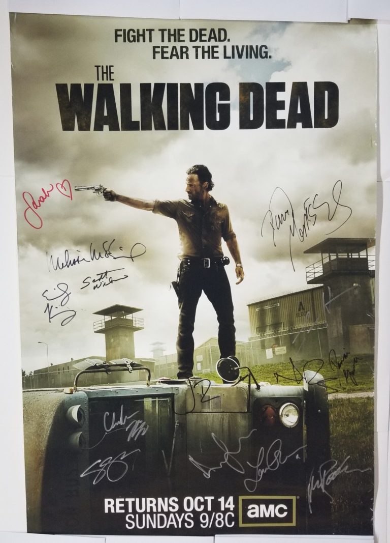 The Walking Dead REAL cast SIGNED 24x36 Poster JSA LOA Reedus Lincoln Bernthal