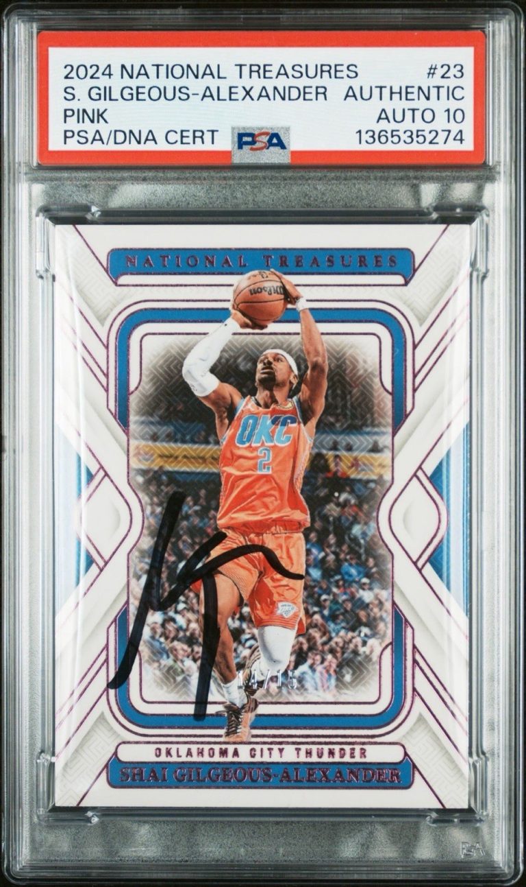 2024 National Treasures Shai Gilgeous-Alexander Signed Pink Card /15 PSA AUTO 10
