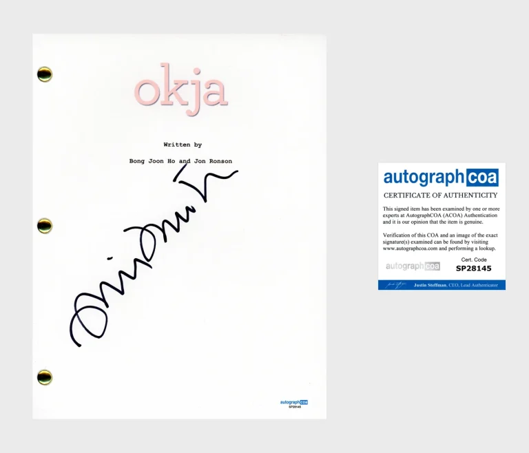 Tilda Swinton ‘Okja' Signed Full Movie Script 'Lucy Mirando' ACOA