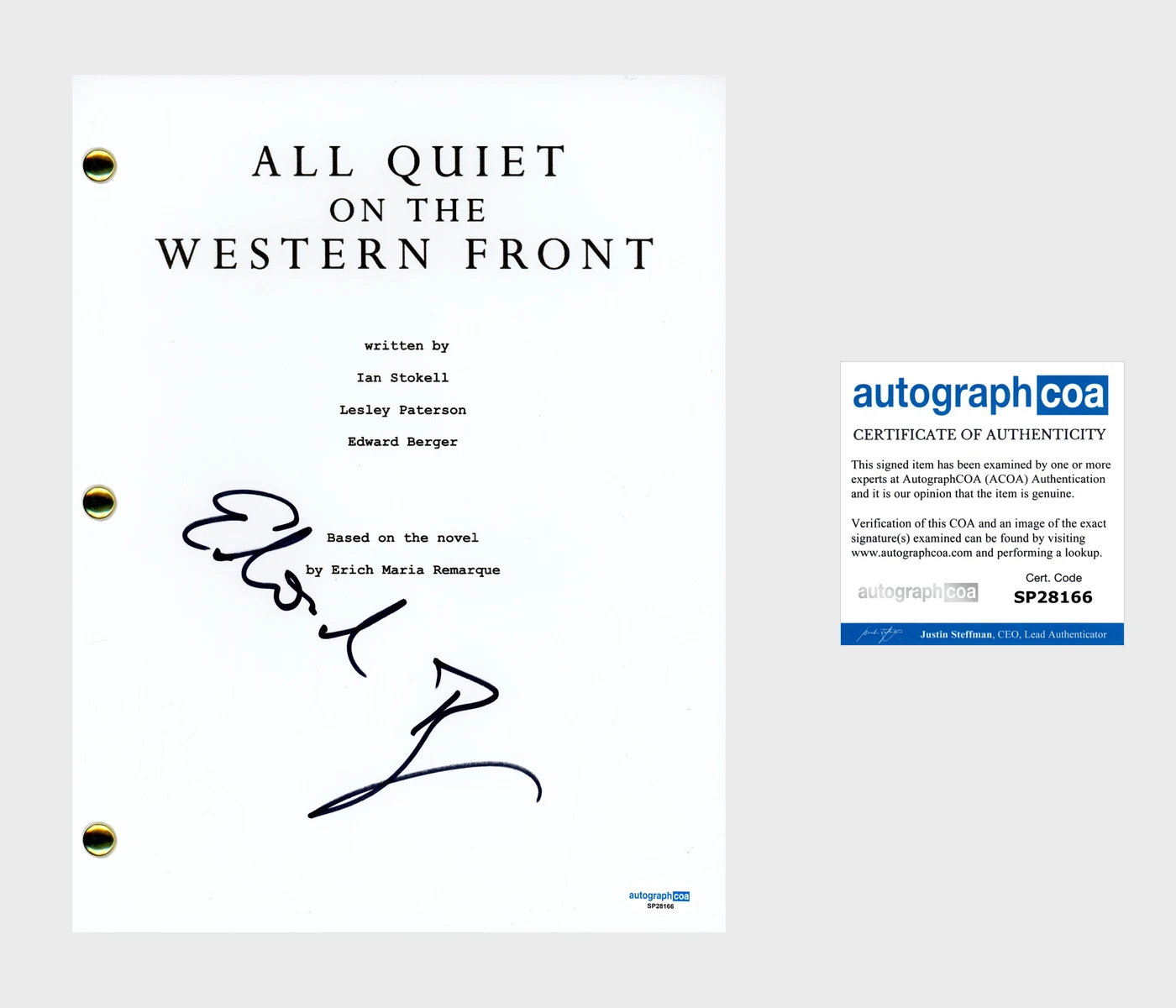 Edward Berger ‘All Quiet On The Western Front' Director Signed Full ...