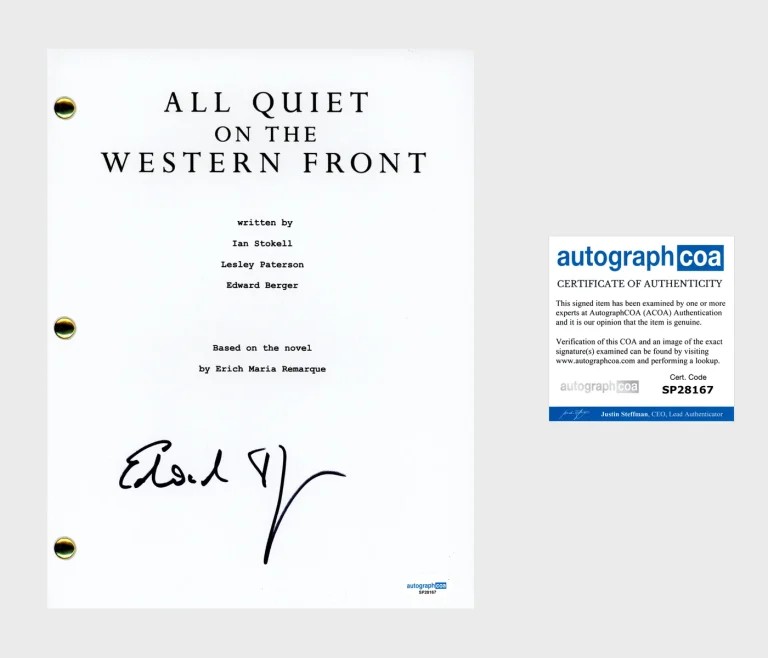 Edward Berger ‘All Quiet On The Western Front' Director Signed Full Script ACOA