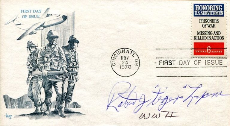 Robert Tiger Lyons US Army WWII War POW Signed Autograph FDC