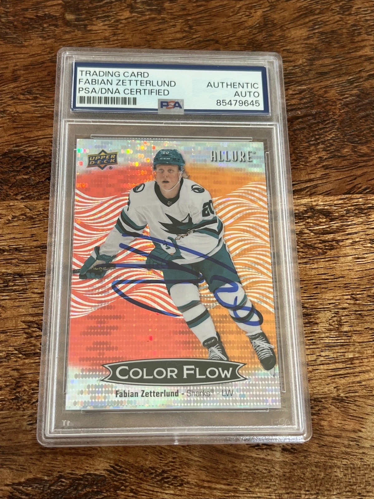 Fabian Zetterlund IP Signed UD Allure Card PSA DNA Coa Slab Sharks ...
