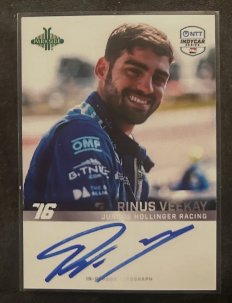 Signed Rinus Veekay 2026 Indy 500 Night Butler Ltd Parkside Trading Card 1/23/26