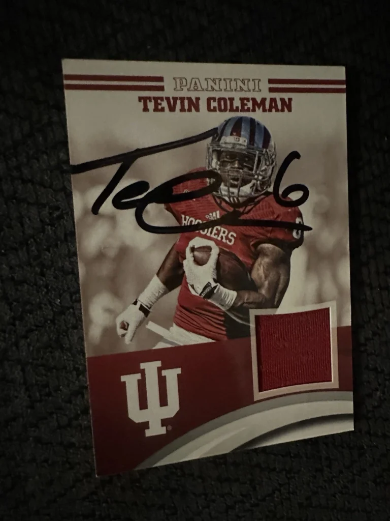 Tevin Coleman Signed Trading Card Autographed Indiana Hoosiers IU Patch