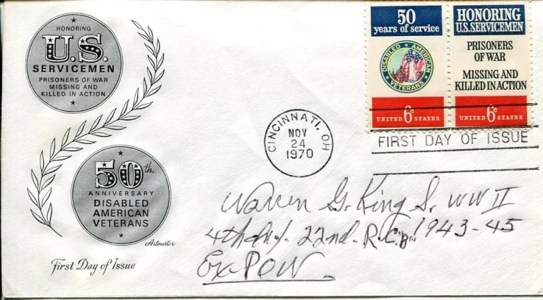 Warren G King 4th Infantry Division Hurtgen Forest WWII POW Signed Autograph FDC