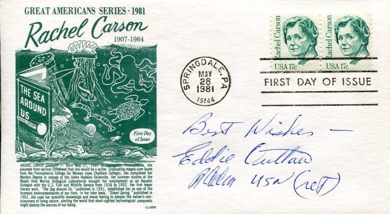 Admiral Edward Cobb Outlaw WWII Pilot Ace In Day Navy Cross Signed Autograph FDC