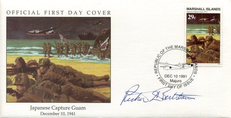 Richard Bertelson Navy VF-29 WWII War Fighter Pilot Ace Signed Autograph FDC