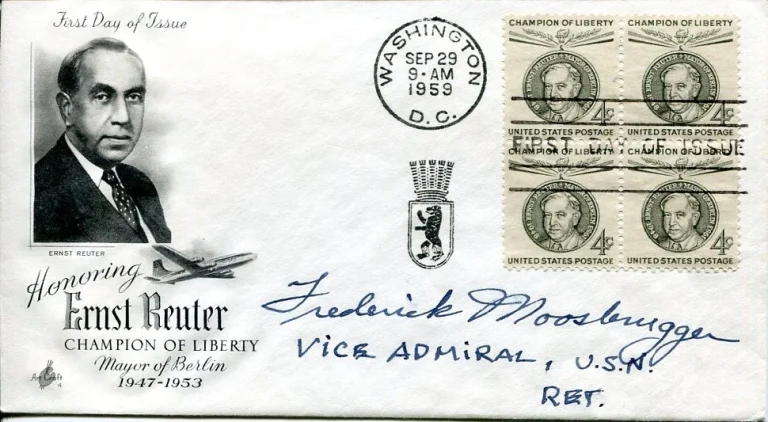Admiral Frederick Moosbrugger WWII War Destroyer Division 11 12 Signed Autograph