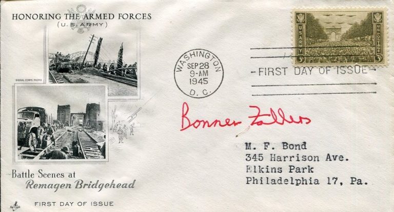 General Bonner Fellers WWII War Director Psychological Warfare Signed Autograph