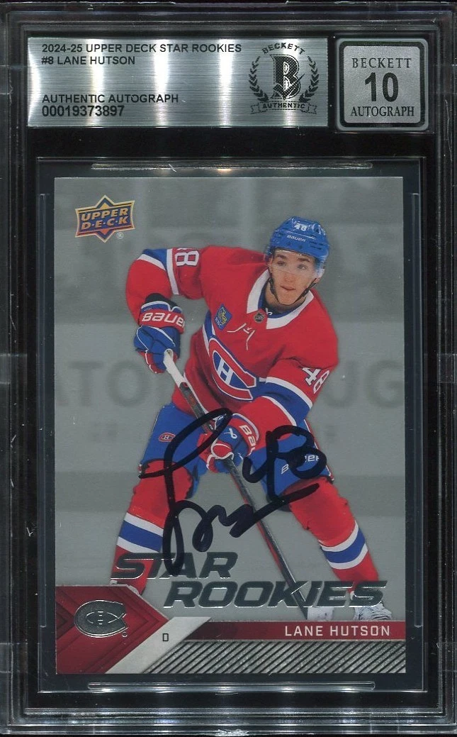 LANE HUTSON signed autographed 2024-25 UD STAR ROOKIES CARD RC BECKETT 10 (BAS)