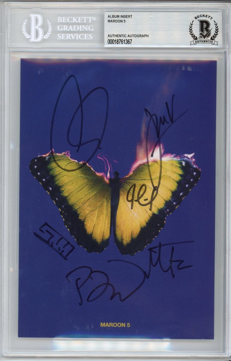 SIGNED Maroon 5 Autograph Love Is Like Album Cover Art Card Auto Beckett BAS COA