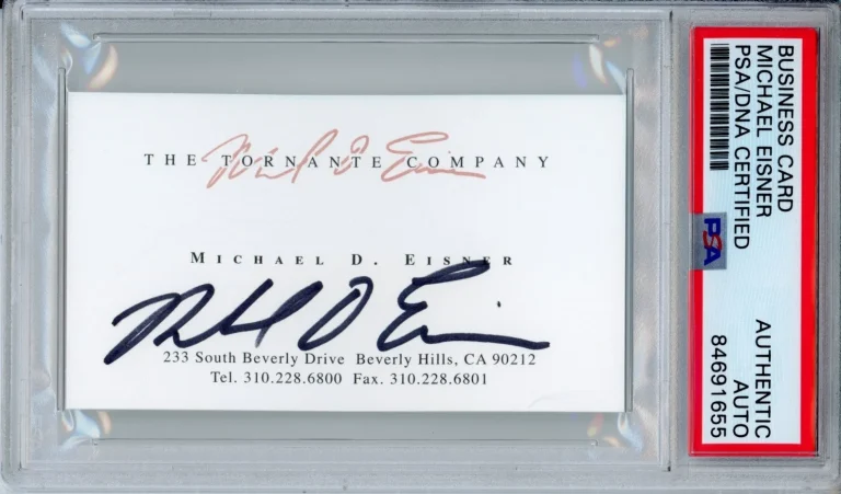 FORMER DISNEY CEO MICHAEL EISNER SIGNED BUSINESS CARD PSA DNA COA CERTIFIED AUTO